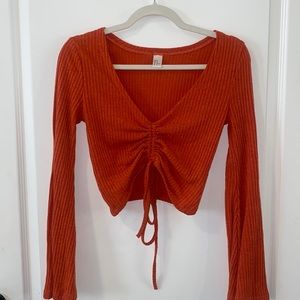 Burnt orange ribbed crop top